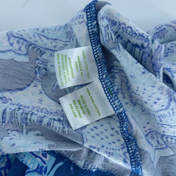 Lilly Pulitzer Kristen Swing Dress SZ L Joy Ride Elephant Sleeveless Blue Dress - Picture 8 of 13